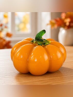 Murano style art glass Pumpkin Decor or Paperweight